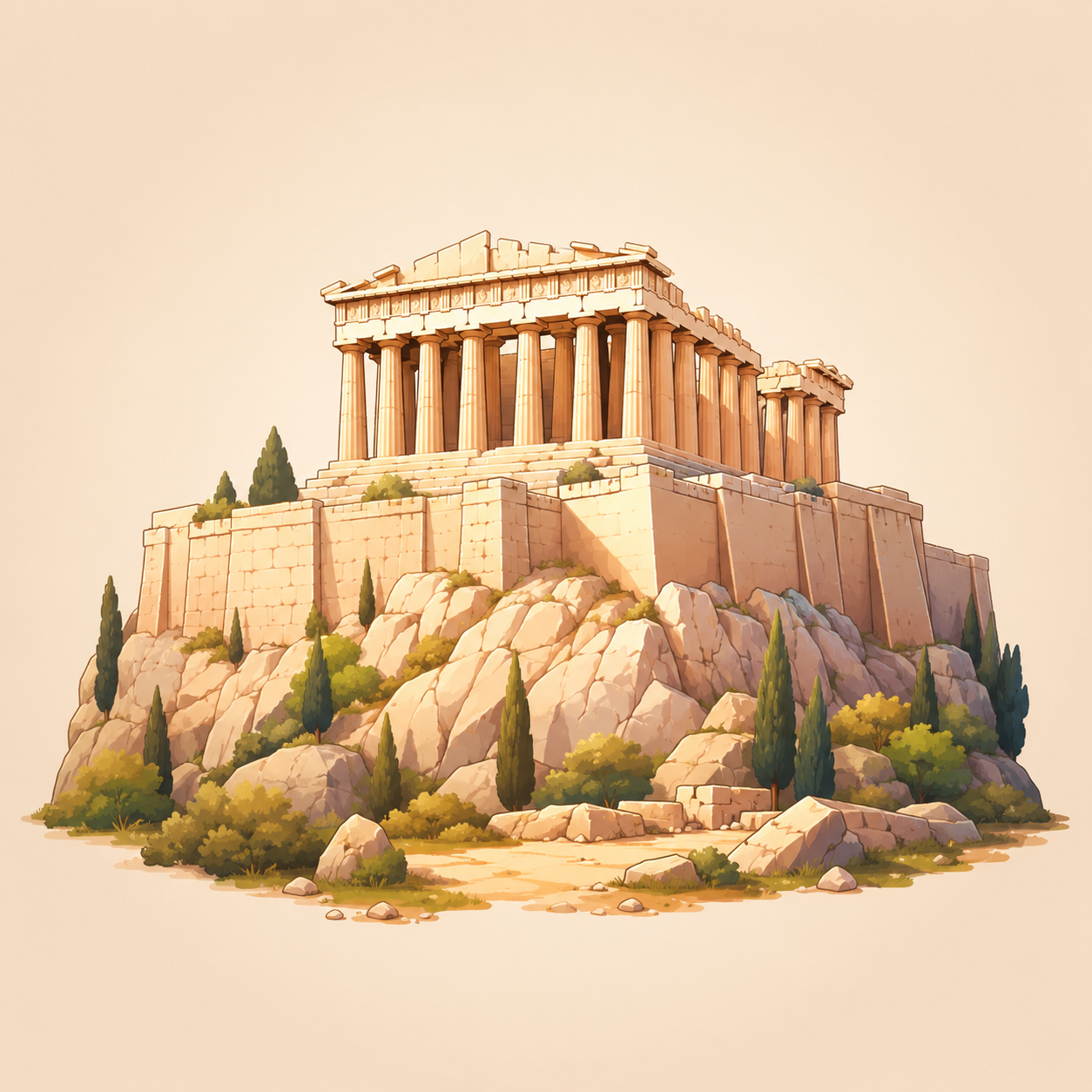 Acropolis representing Greek cuisine