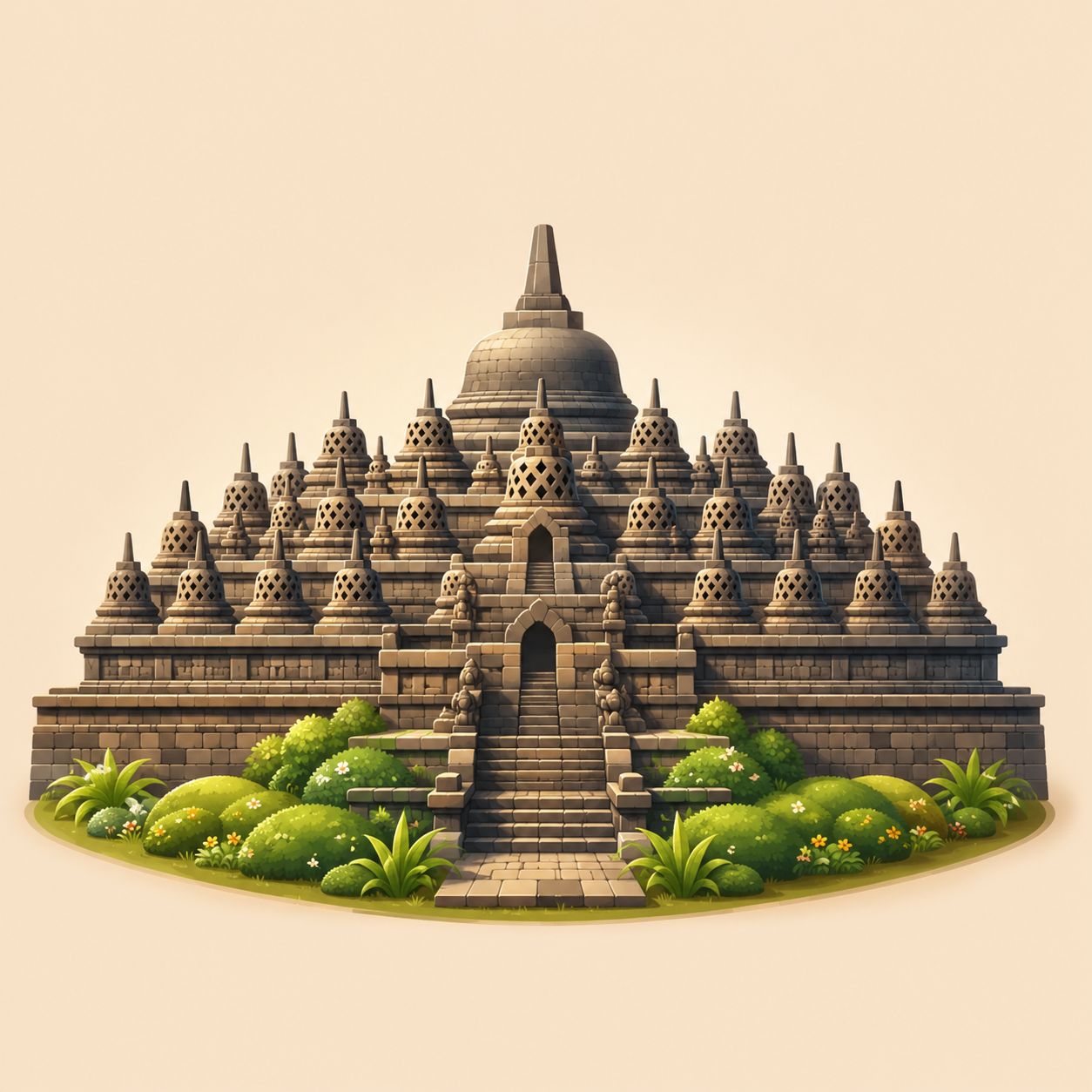 Borobudur representing Indonesian cuisine