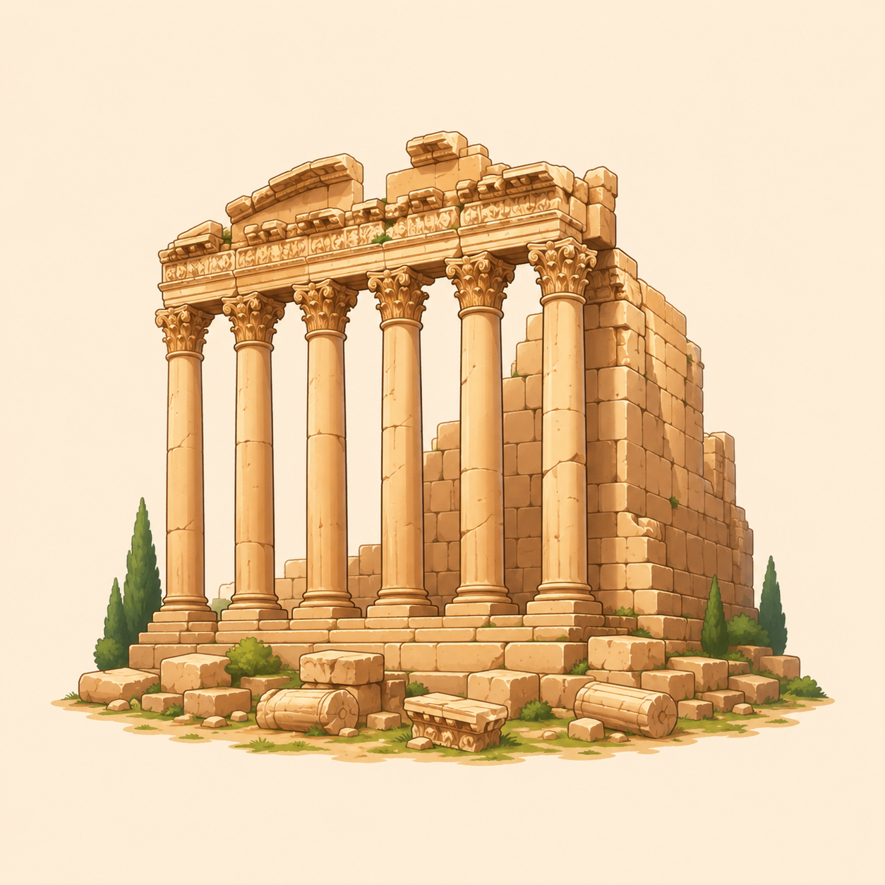Roman Ruins representing Lebanese cuisine