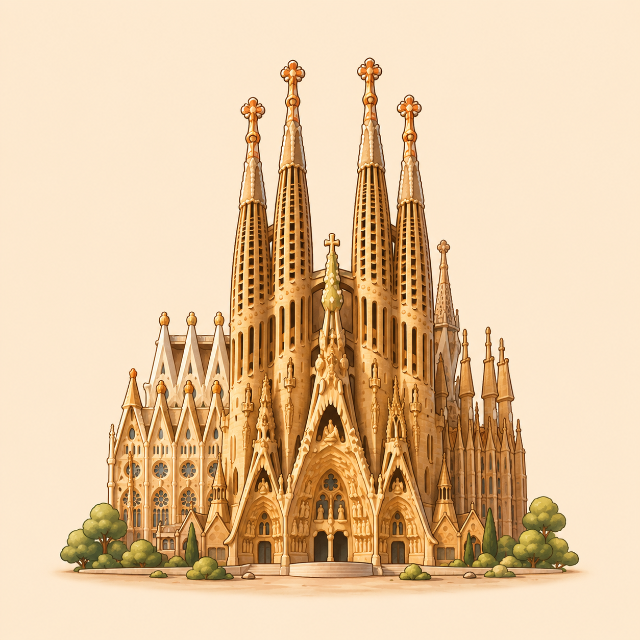 Sagrada Família representing Spanish cuisine